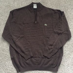 Lacoste size 7 (XL) brown Quarter Zip Sweater